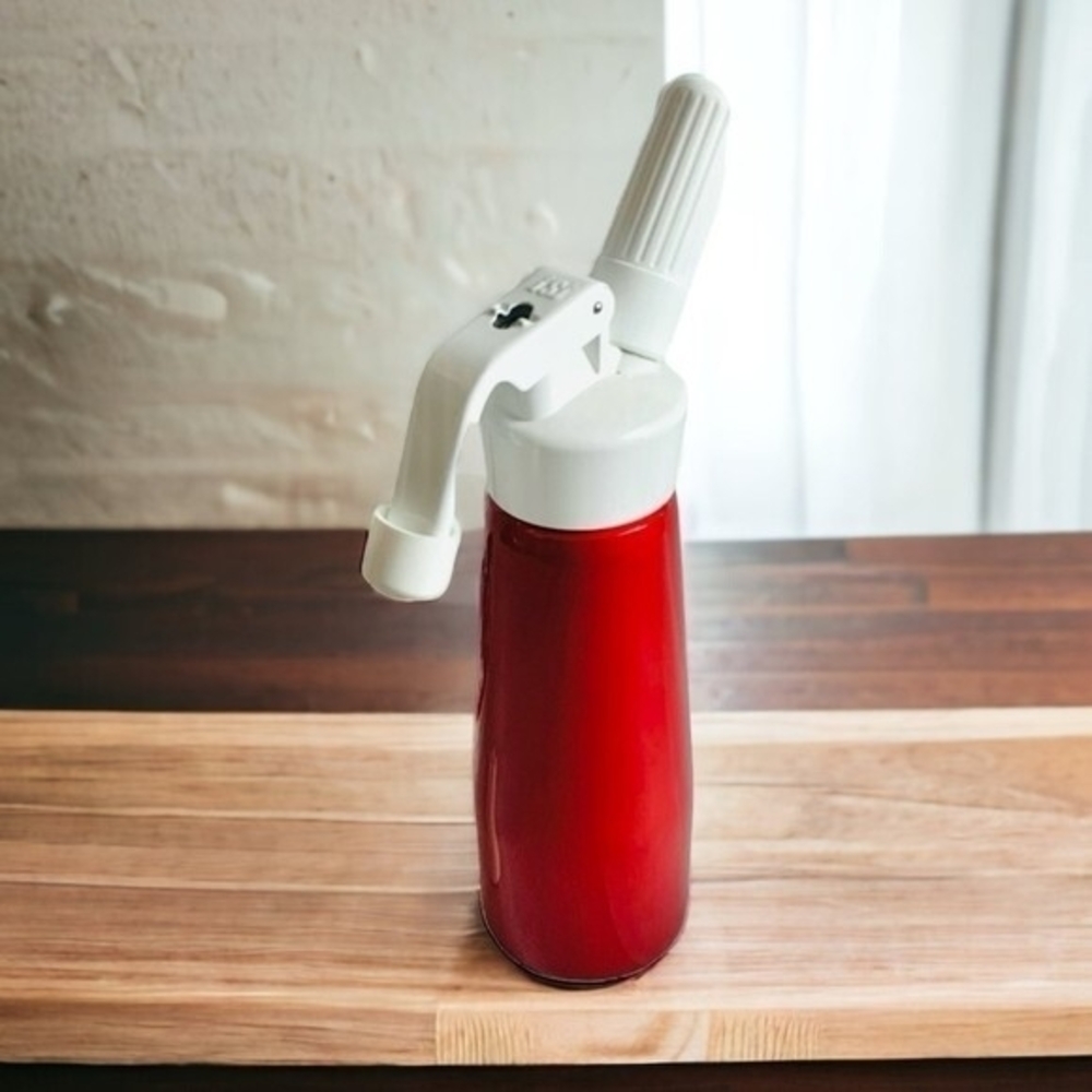 Vintage ISI Whipper Cream Dispenser 0.5L Aluminum Red Austria Dessert Foam Maker
